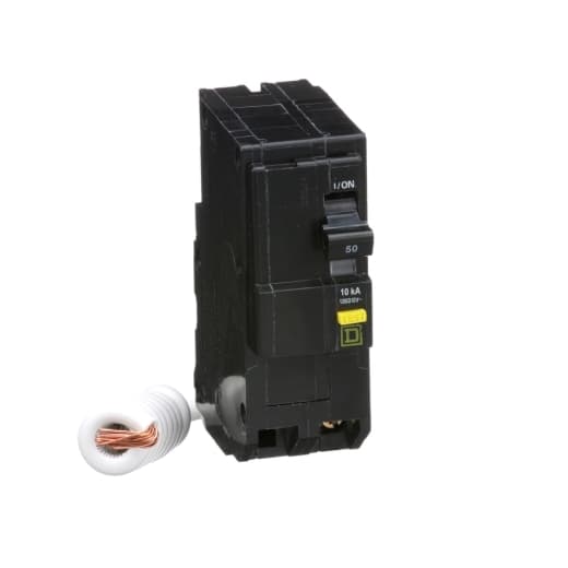 Schneider Electric QO250GFI Square D by Schneider Electric QO250GFI is a Ground Fault Interrupter (GFI) Miniature Circuit Breaker (MCB) designed for plug-in mounting. It features a rated current of 50A and accommodates a plug-in connection type. This MCB operates at a rated voltage of 120V to 240V and is compatible with a wire cross-section of 12-4AWG (1 cable Al). It is a 2 Pole device with a residual current sensitivity of 6mA / 0.006. The QO250GFI offers ground fault protection and has a short circuit breaking rating of 10kA at 240Vac. Its terminals are of the box lugs type. QO250GFI on Powermatic Associates