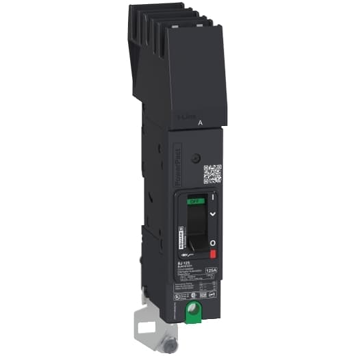 Schneider Electric BGA160151 Square D by Schneider Electric BGA160151 is a Moulded Case Circuit Breaker (MCCB) within the PowerPacT BGA sub-range, featuring a PowerPact B-Frame 100 TMD 1P 15A 600Y/347Vac 18kA I-line design. It has a rated impulse voltage (Uimp) of 8 kV and utilizes an I-line connection (A phase) with a degree of protection rated at IP40. The rated current is 15A, with a rated voltage (AC) of 600Vac 600Y/347Vac. This MCCB is designed for mechanical durability of 20,000 operations at no load and mounts on I-line with line side isolated plug-on jaws plus a mechanical I-Line bracket mechanism for robust attachment. It is a 1-pole (1P) device with dimensions of 137 mm in height, 89 mm in depth, and 27 mm in width. The utilisation category is A, and it offers protection settings including over-current fixed at 15A, short-circuit hold current fixed at 400A, and short-circuit trip current fixed at 600A. The rated voltage (DC) is 125Vdc, with a rated insulation voltage (Ui) of 800 V and a rated operating voltage (Ue) of 240 V. Protection functions include thermal protection for overload and magnetic protection for short-circuit, with a trip current rating of 15 AT. Its electrical durability with load is 10,000 operations at 240Vac; In, and it has a frame current rating of 100 AF. The operating mode is toggle (manual), and it has a short circuit breaking rating of 65kA at 240Vac, 35kA at 480Vac, 35kA at 480Y/277Vac, and 18kA at 600Y/347Vac under UL489 standards. The trip unit type is thermal-magnetic (fixed) with no display. BGA160151 on Powermatic Associates