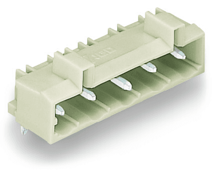 WAGO 721-863/001-040 721-863/001-040 WAGO - THT male header; 1.2 x 1.2 mm solder pin; angled; 100% protected against mismating; Preceding ground contact; Pin spacing 7.5 mm; 3-pole; light gray 721-863/001-040 on Powermatic Associates