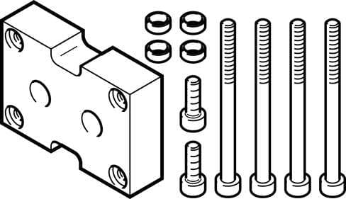 Festo 2090715 adapter kit DHAA-G-Q11-16-B12-25 Assembly position: Any, Corrosion resistance classification CRC: 2 - Moderate corrosion stress, Mounting type: (* With through-hole and screw, * with centring sleeve), Materials note: Conforms to RoHS, Material adapter pla 2090715 on Powermatic Associates