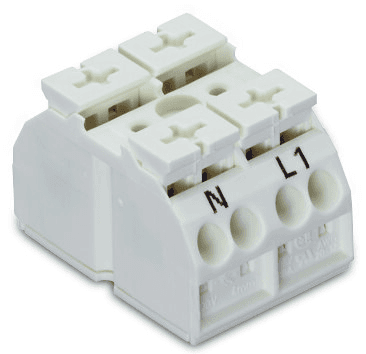 WAGO 862-2652 862-2652 WAGO - 4-conductor chassis-mount terminal strip; without ground contact; N-L1; 2-pole; for 3 mm ø screw and nut; with 2x pin; 4 mm²; 4,00 mm²; white 862-2652 on Powermatic Associates