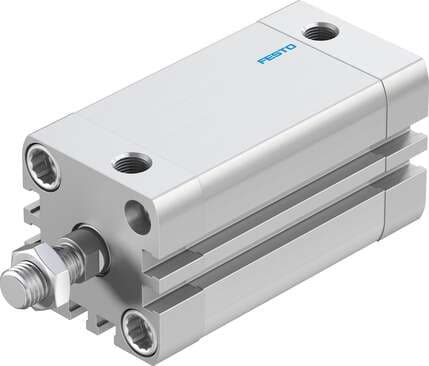 Festo 536275 compact cylinder ADN-32-50-A-P-A Per ISO 21287, with position sensing and external piston rod thread Stroke: 50 mm, Piston diameter: 32 mm, Piston rod thread: M10x1,25, Cushioning: P: Flexible cushioning rings/plates at both ends, Assembly position: Any 536275 on Powermatic Associates