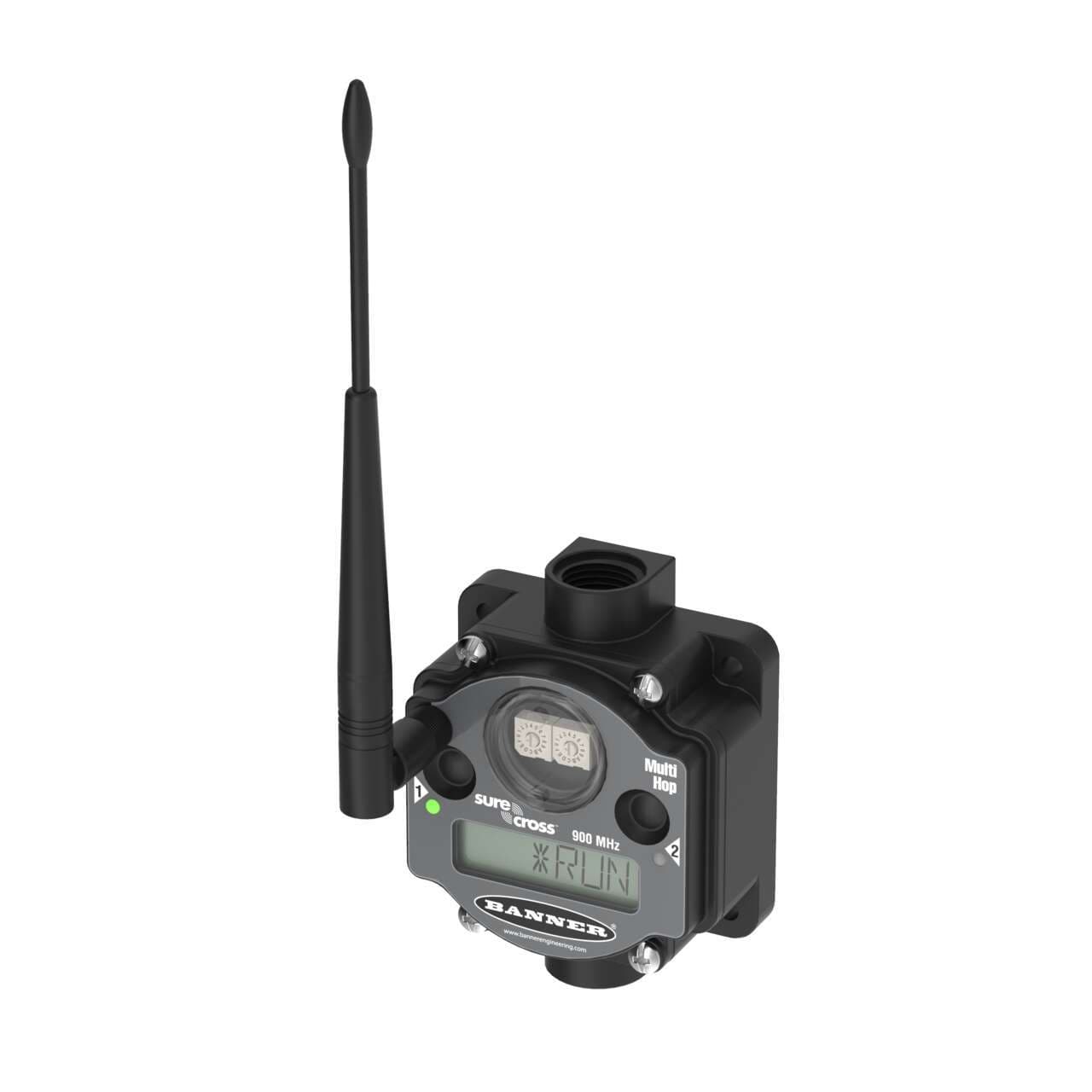 Banner DX80DR9M-H14 MultiHop Internal Battery; 900 MHz 1 W/250 mW; 1 Configurable Digital Input; 1 Analog Voltage Input (configurable to Current); 1 Thermistor Input; 1 Switch Power Output; 1 Asynchronous Counter; SDI-12; Gland Bottom; Vent Plug Top DX80DR9M-H14 on Powermatic Associates