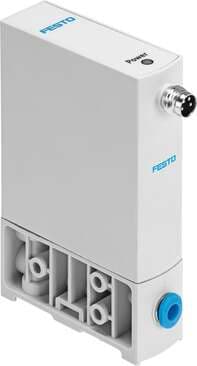 Festo 8046301 proportional pressure regulator VEAB-L-26-D12-Q4-V1-1R1 Valve function: 3-way proportional-pressure regulator, Type of piloting: direct, Type of reset: mechanical spring, Type of actuation: electrical, Assembly position: Any 8046301 on Powermatic Associates