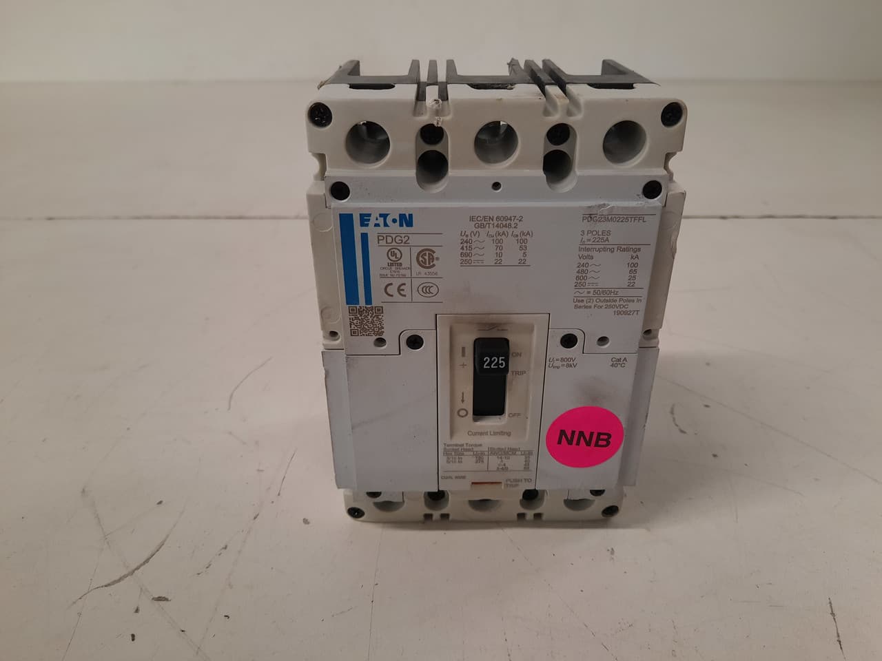 Eaton PDG223M0225TFFL Eaton Power Defense molded case circuit breaker, UL/CSA 240V Max, Frame 2, Three Pole, 225A, 65kA/240V, T-M (Fxd-Fxd) TU, Standard Terminals Load Only (PDG2X3TA225) PDG223M0225TFFL on Powermatic Associates