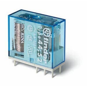 Finder 44.52.9.012.0000 Miniature electromechanical PCB mount relay - Flux proof (RTII) - Finder (44 series) - Control coil voltage 12Vdc - 2 poles (2P) - 2C/O / DPDT (Double Pole Double Throw) contact - Rated current 6A (250Vac; AC-1) / 6A (30Vdc; DC-1) - Rated switching power 44.52.9.012.0000 on Powermatic Associates