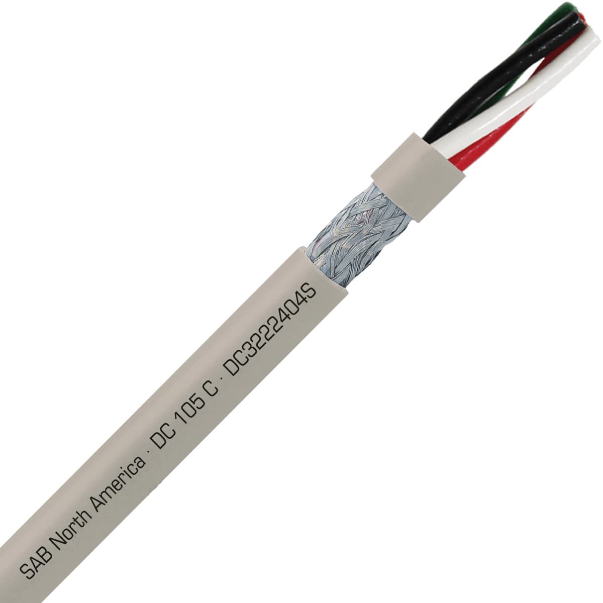 SAB DC3222404S DC 105 C  - 24 AWG/4c, shielded flexible oil resistant data cable, UL, CSA, CE, RoHS DC3222404S on Powermatic Associates