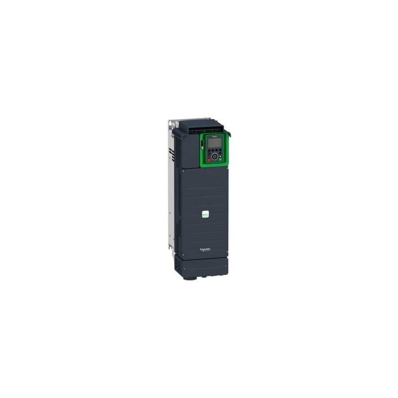 Schneider Electric ATV630D37N4 Schneider Electric ATV630D37N4 is a Variable Speed/Frequency Drive (VSD/VFD) / Inverter from the Altivar Process 630 series, designed for variable and constant load torque applications, including optimized torque mode for PM (permanent magnet) motors and sensorless estimated flow rate. It features accurate measurement and installation energy drift detection, embedded Ethernet for direct system configuration and monitoring, and integration of actual pump curves for system optimization. The drive limits overvoltage at motor terminals and supports continuous and historical real-time measurements with customizable dashboards, alongside predictive and preventive maintenance tracking functions. It includes a built-in EMC filter (class C2), is ATEX compliant, and operates on a supply voltage of 323-528Vac (380Vac / 400Vac / 480Vac / 500Vac nom.). Dimensions are H673mm x W226mm x D271mm, with an IP21 UL type 1 degree of protection. Rated current is 74.5A (normal-duty; 4kHz), 61.5A (heavy-duty; 4kHz), with a maximum current of 82A (normal-duty; for 60s) and 92.3A (heavy-duty; for 60s). Wall mounting is the prescribed mounting mode. Communication protocols include Modbus, Modbus TCP, and Ethernet, designed for a 3-phase (3P) network with an output frequency of 0.1-500 Hz. It features 2 x analog outputs (0-10Vdc / 0-20mA), 4 x digital inputs (24Vdc; sink/source) plus 2 additional digital inputs programmable as pulse inputs, and 1 x digital input for Safe Torque Off (STO), alongside 1 x digital output (C/O SPDT relay contact) and 2 x digital outputs (NO relay contacts). Analog inputs include 1 x analog input and 2 x analog inputs compatible with various signal types. Current consumption is specified for different operational modes, with rated active power of 37kW (normal-duty) and 30kW (heavy-duty), corresponding to 50HP and 40HP, respectively. ATV630D37N4 on Powermatic Associates